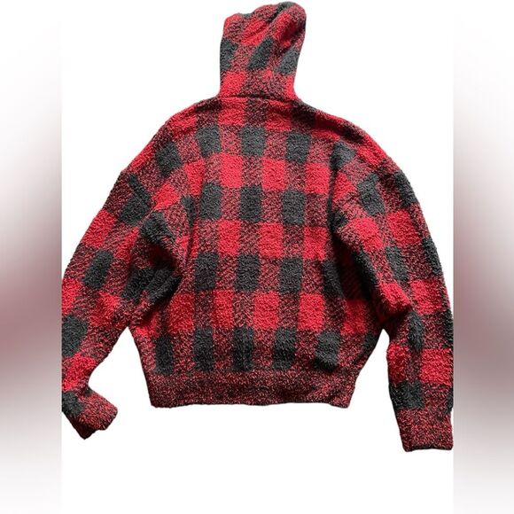 NWT Skims Soft Cozy Knit Unisex Hoodie Brick Buffalo Check Discontinued S/M - Picture 2 of 5
